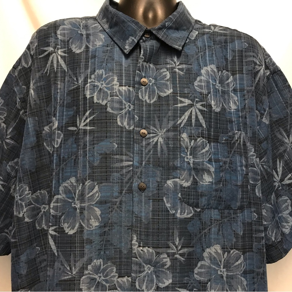 Van Heusen Men's Blue Floral Shirt Short Sleeve Button Up Size 3XL (20-20 1/2)